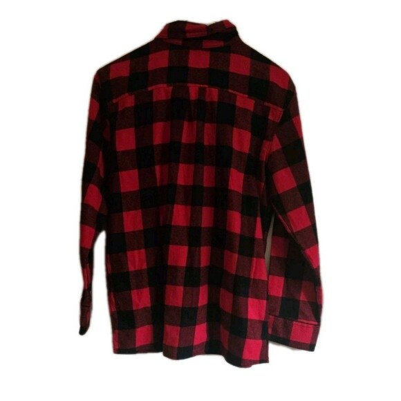 Wonder Nation Boys Large 10-12 Husky Plaid Flannel Shirt Red Black Button Down - Picture 2 of 8